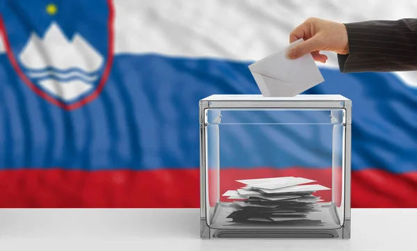 Väljare på Slovenien flagga bakgrund. 3D illustration — Stockfoto