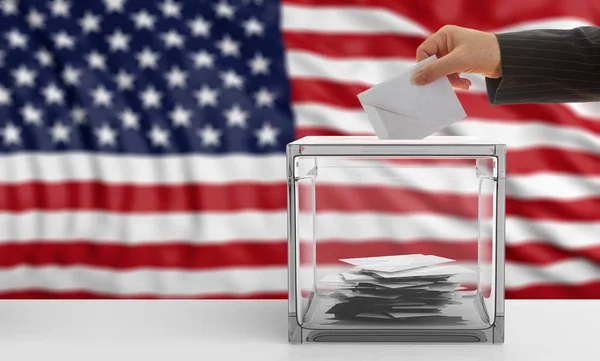 Voter on an USA flag background. 3d illustration — Stock Photo, Image