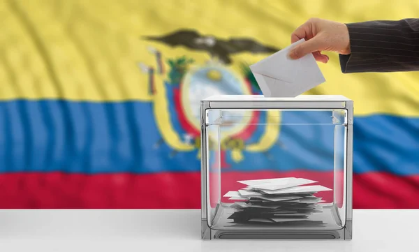 Виборців на на тлі прапор Еквадору. 3D ілюстрація — стокове фото