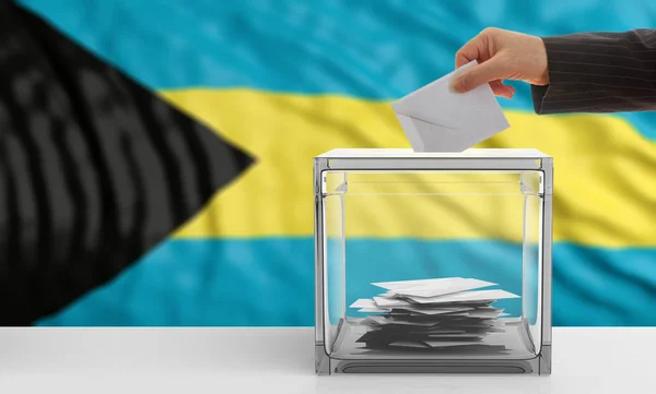 Wähler auf einem Hintergrund mit Bahamas-Flagge. 3D-Illustration — Stockfoto