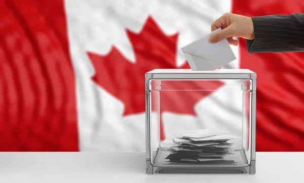 Виборців на фоні прапора Канади. 3D ілюстрація — стокове фото