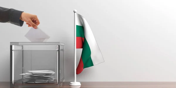 Wahlurne und kleine bulgarische Flagge. 3D-Illustration — Stockfoto