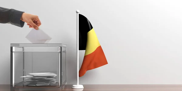 Urny i mała flaga Belgii. ilustracja 3D — Zdjęcie stockowe