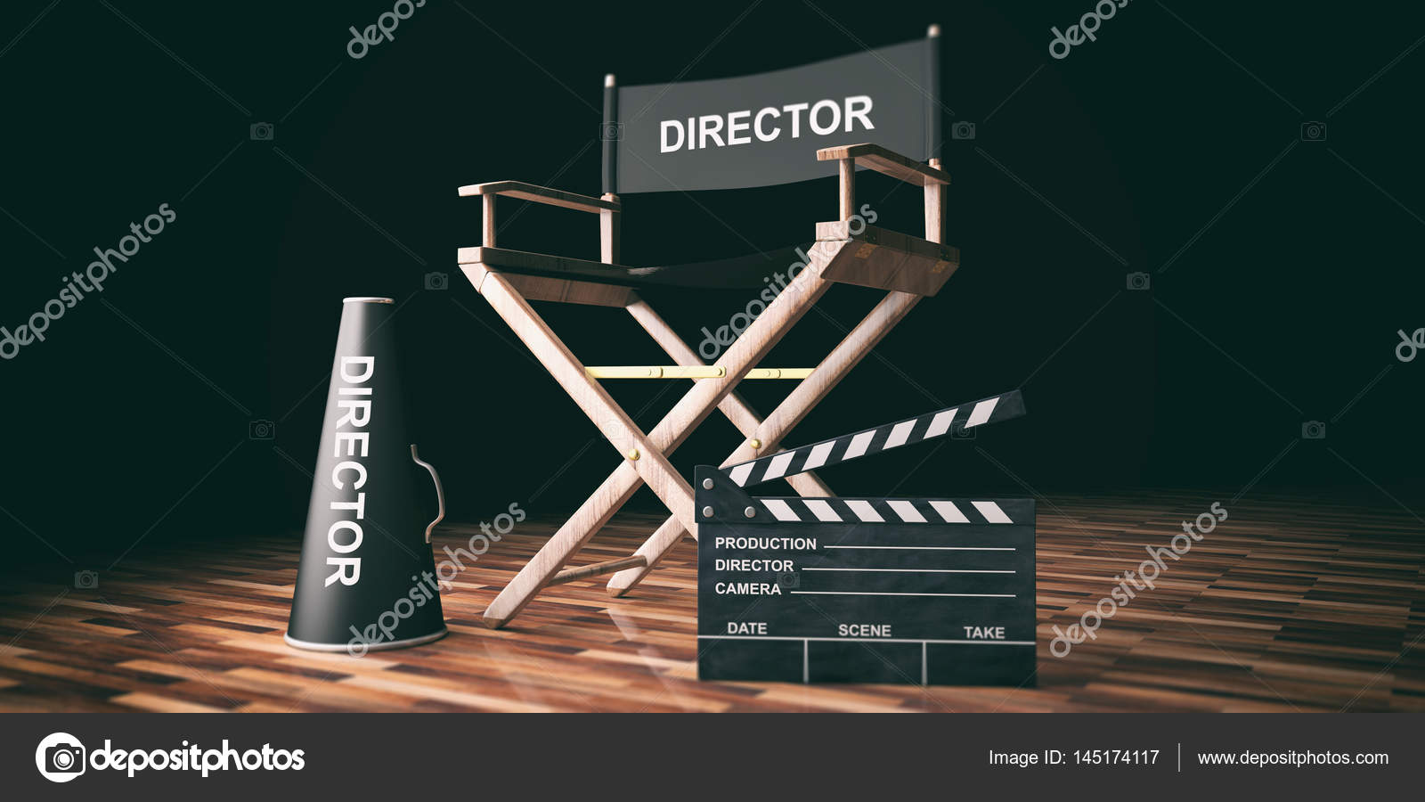 Director Chair And Clapper On Wooden Background 3d Cinema Director Chair And Clapper On Wooden Background 3d Ilration Photo By Gioiak2