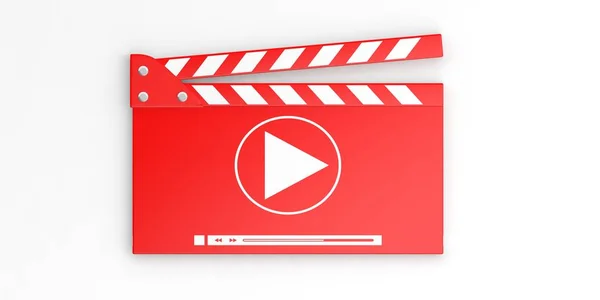 Video clapper pada latar belakang putih. Ilustrasi 3d — Stok Foto