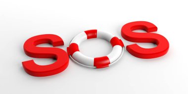 Beyaz arka plan üzerinde hayat şamandıra Sos. 3D çizim