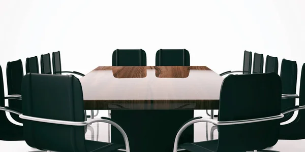 Стол для собраний и стулья. 3d иллюстрация — стоковое фото