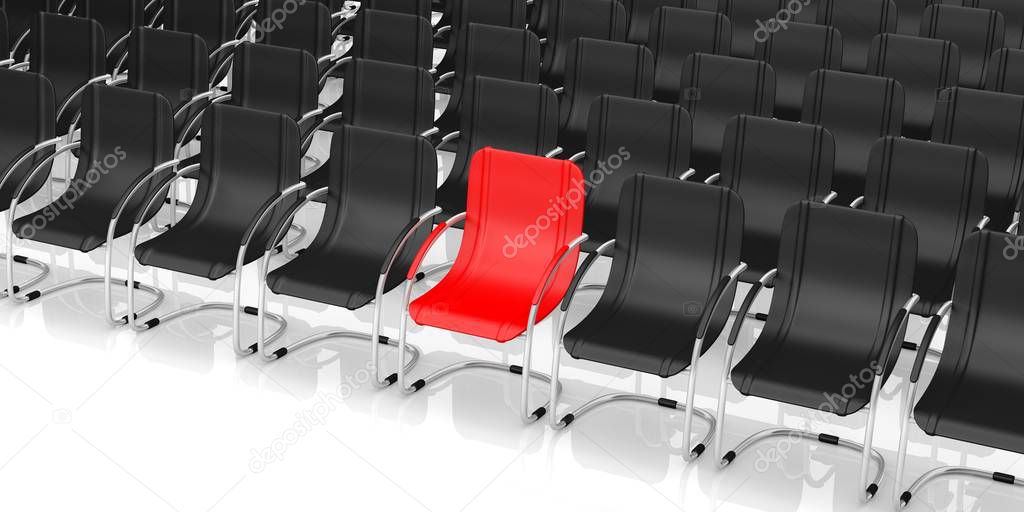 Conference chairs on white background. 3d illustration