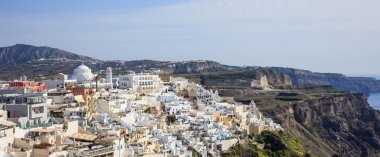 Santorini Island, Yunanistan - Caldera Ege Denizi üzerinde
