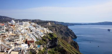 Santorini Island, Yunanistan - Caldera Ege Denizi üzerinde