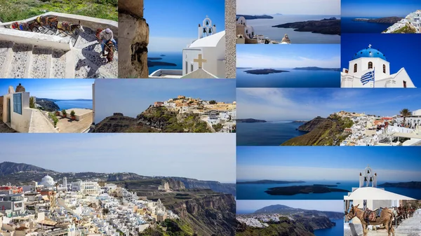 Isla de Santorini, Grecia - Fira collage de la ciudad —  Fotos de Stock