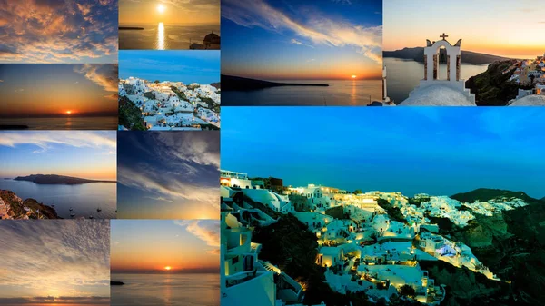 Santorini island, Greece - Sunset at Oia village — Stock Photo, Image