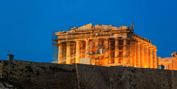 Partenón en la Acrópolis de Atenas, Grecia - Obras de restauración — Foto de Stock