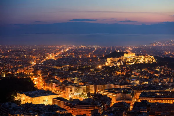 Αθήνα, Ελλάδα το βράδυ — Φωτογραφία Αρχείου