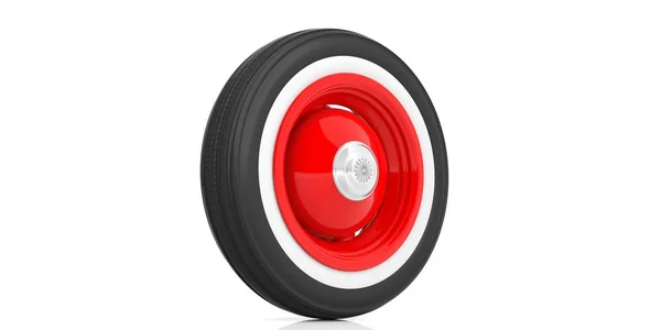 Neumático de coche clásico aislado en blanco. ilustración 3d — Foto de Stock