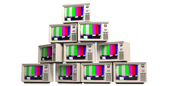 Vintage TVs on white background. 3d illustration — Stock Photo, Image