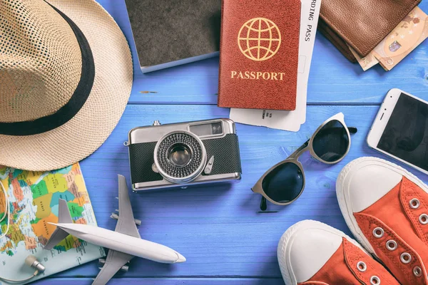 旅行や休暇の付属品 - 平面図 — ストック写真
