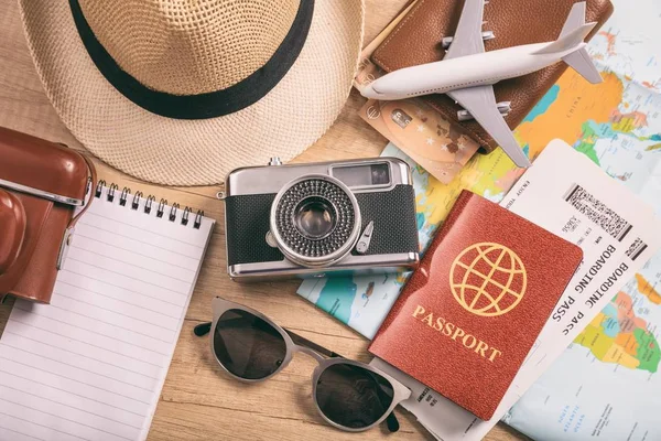 旅行や休暇の付属品 - 平面図 — ストック写真