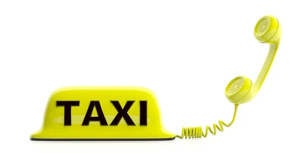 Taksi işareti ve beyaz arka plan üzerinde alıcı. 3D çizim — Stok fotoğraf