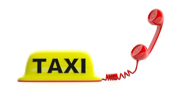 Taxi znak i odbiornik na białym tle. ilustracja 3D — Zdjęcie stockowe