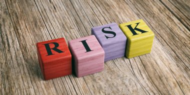 Ahşap bloklar Word Risk. 3D çizim