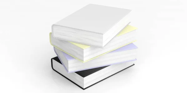 Libri vuoti impilare su sfondo bianco. Illustrazione 3d — Foto Stock