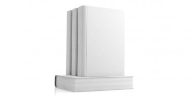 Beyaz arka plan üzerinde boş kitap şablonu. 3D çizim