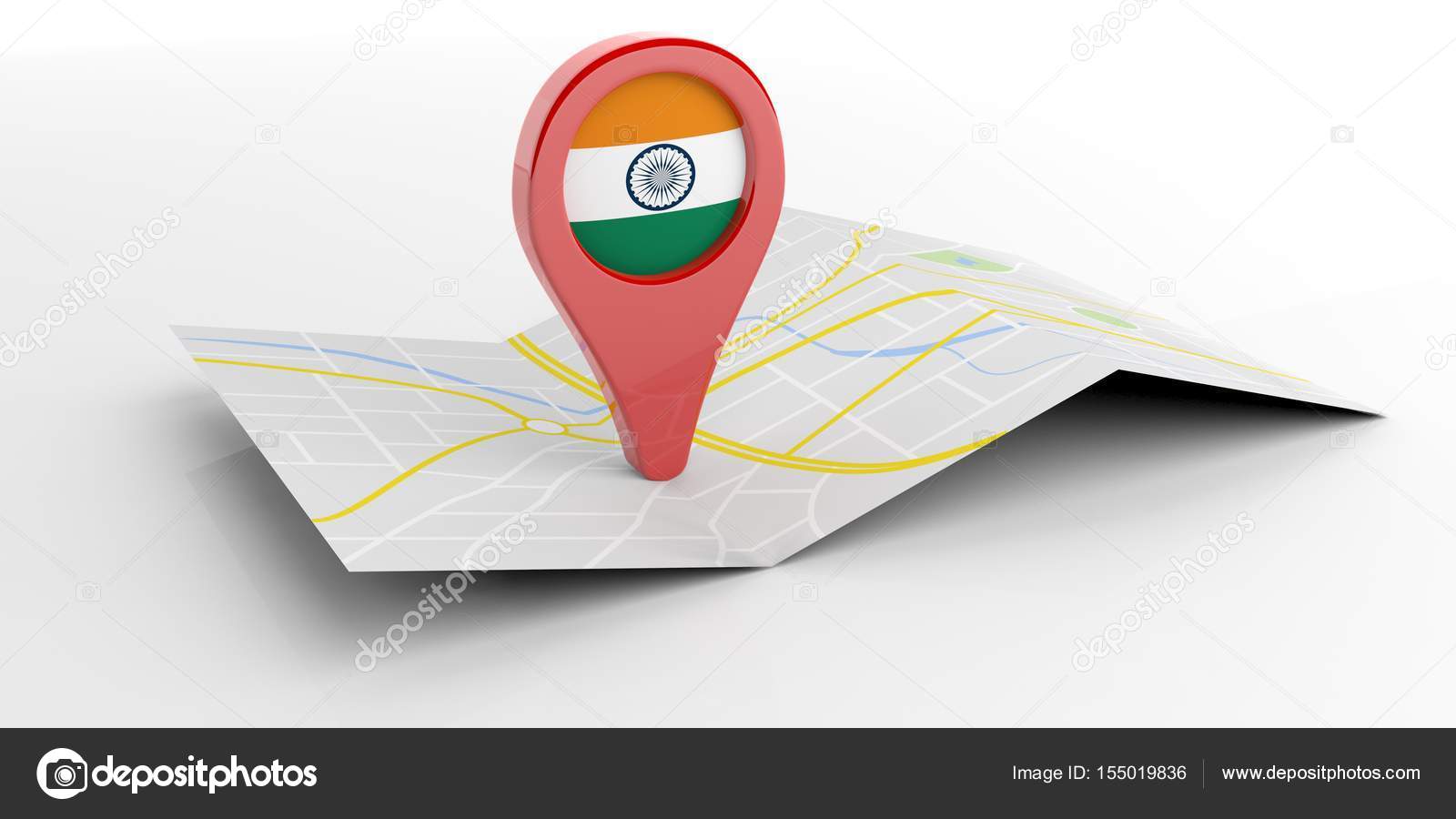 India map pointer on white background. 3d illustration Stock Photo by  ©gioiak2 155019836