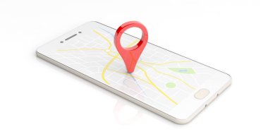 İşaretçi konumunu bir smartphone cep telefonu ile eşleyin. 3D çizim