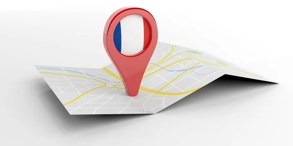 Γαλλία Χάρτης δείκτη σε άσπρο φόντο. 3D απεικόνιση — Φωτογραφία Αρχείου