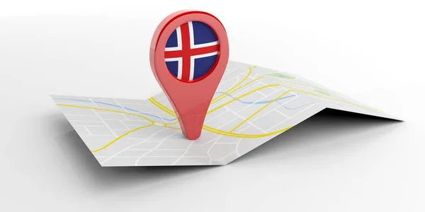 Mapa Islandii wskaźnik na białym tle. ilustracja 3D — Zdjęcie stockowe