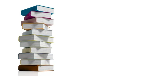 Libros apilados sobre fondo blanco. ilustración 3d — Foto de Stock