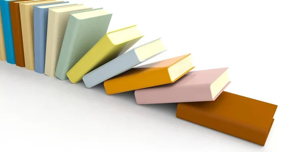 Colored books on white background. 3d illustration — Stock Photo, Image