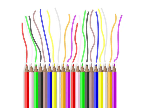 Colored pencils on white background. 3d illustration — Stock Photo, Image