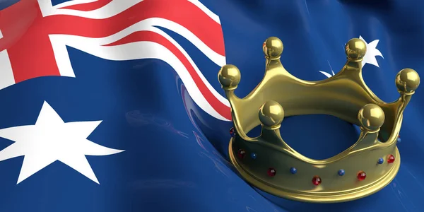 Corona de oro en Australia flag.3d ilustración —  Fotos de Stock