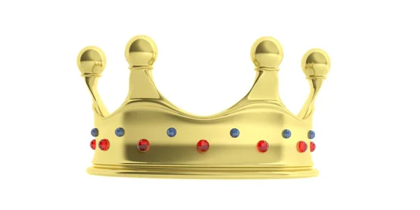 Золотая корона на белом фоне. 3D иллюстрация — стоковое фото