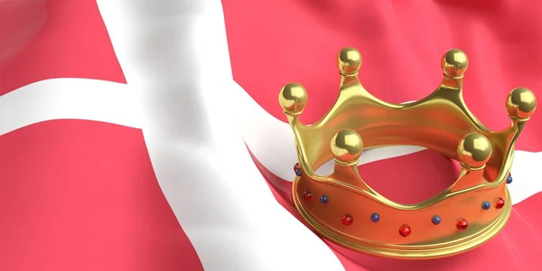 Złotą koronę na dania flag.3d ilustracji — Zdjęcie stockowe