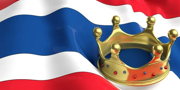 Corona de oro en Tailandia flag.3d ilustración —  Fotos de Stock