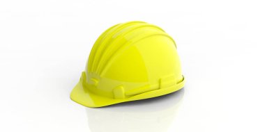 Beyaz arka plan üzerinde inşaat kask. 3D çizim