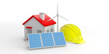 Sera inşaat kavramı. 3D çizim