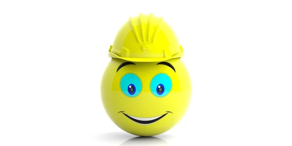 Emoji met een helm van de bouw op witte achtergrond. 3D illustratie — Stockfoto