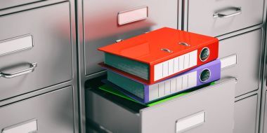 Bağlayıcı dosyalama dolapları çekmece. 3D çizim