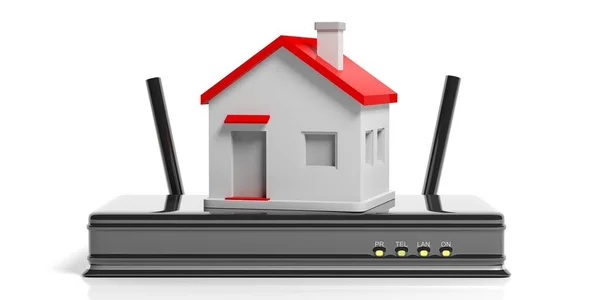 Wi-Fi στο σπίτι έννοια. 3D απεικόνιση — Φωτογραφία Αρχείου