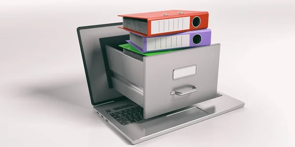 Concepto de almacenamiento de datos de computadora portátil. ilustración 3d — Foto de Stock