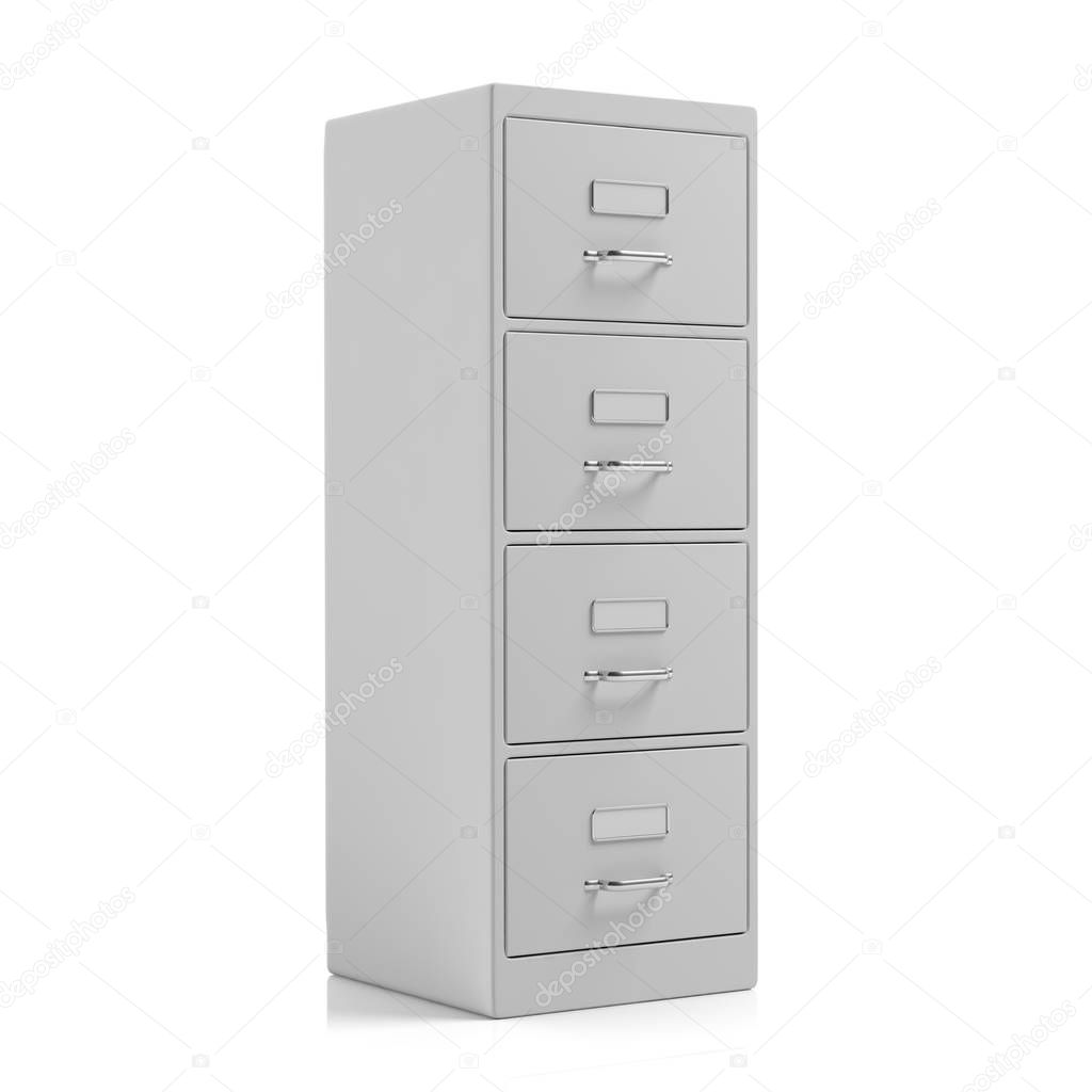 Filing cabinet isolated on white background. 3d illustration