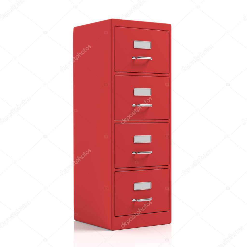Filing cabinet isolated on white background. 3d illustration