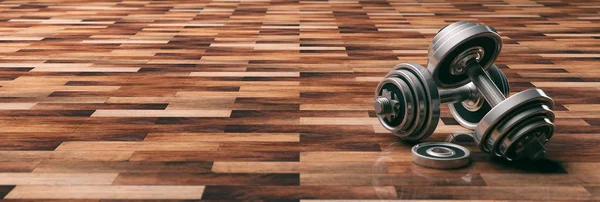 Lonceng di lantai kayu. Ilustrasi 3d — Stok Foto