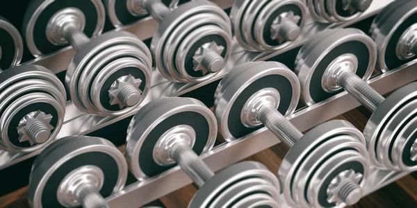 Dumbbells fondo. ilustración 3d — Foto de Stock