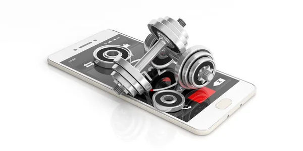 Halters en een smartphone op witte achtergrond. 3D illustratie — Stockfoto