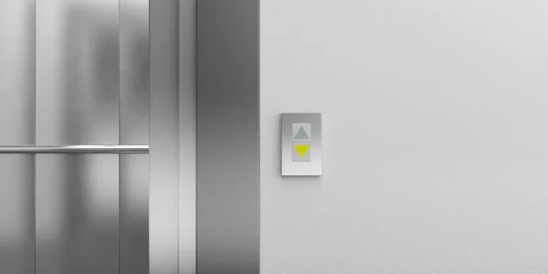 Ανελκυστήρας κουμπί που δείχνει προς τα κάτω κατεύθυνση. 3D απεικόνιση — Φωτογραφία Αρχείου